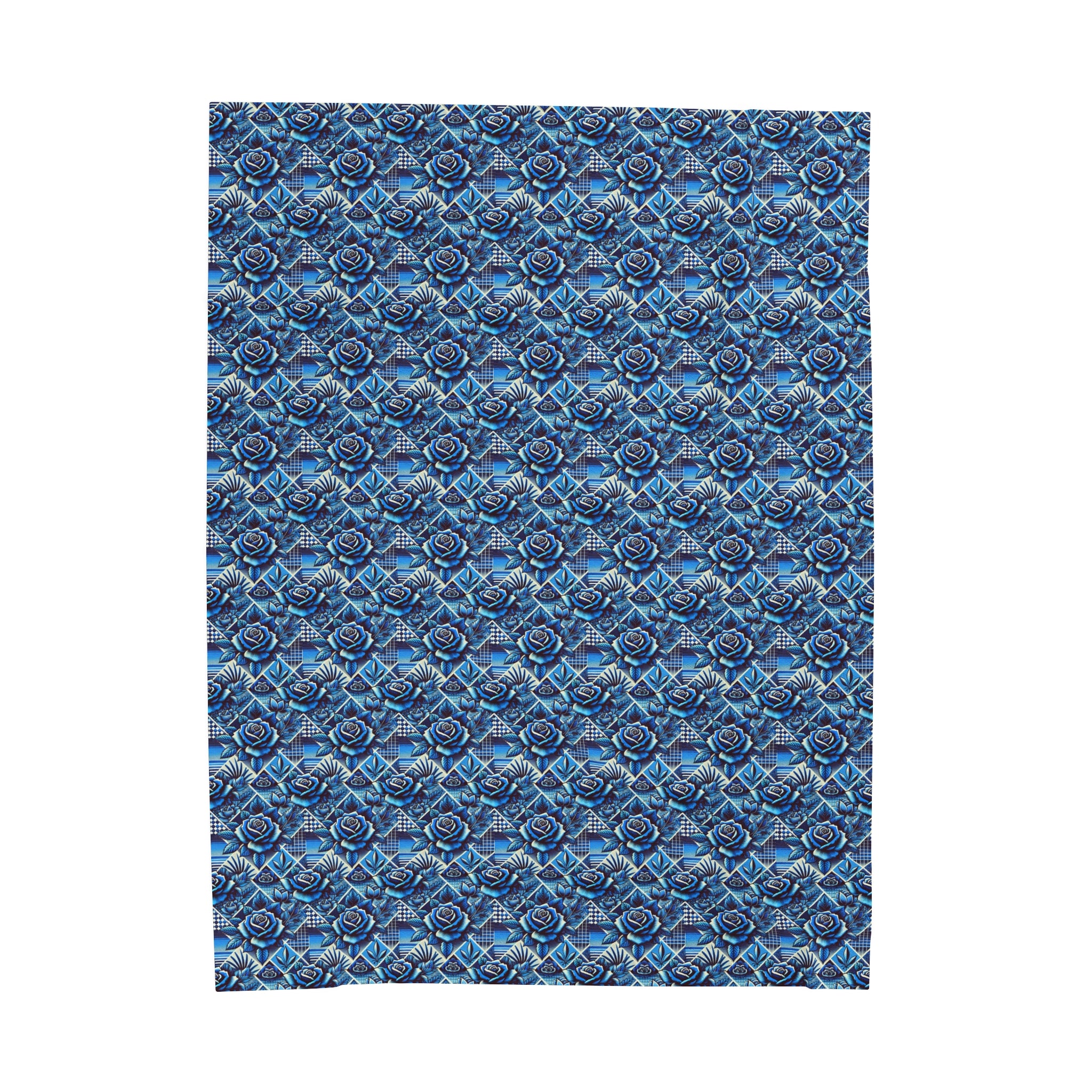 Cozy Velveteen Plush Blanket with Blue Floral Design - Ideal for Home Decor and Gifts